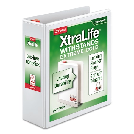 Cardinal 3" Slant Ring Binder, XtraLife, White 26330